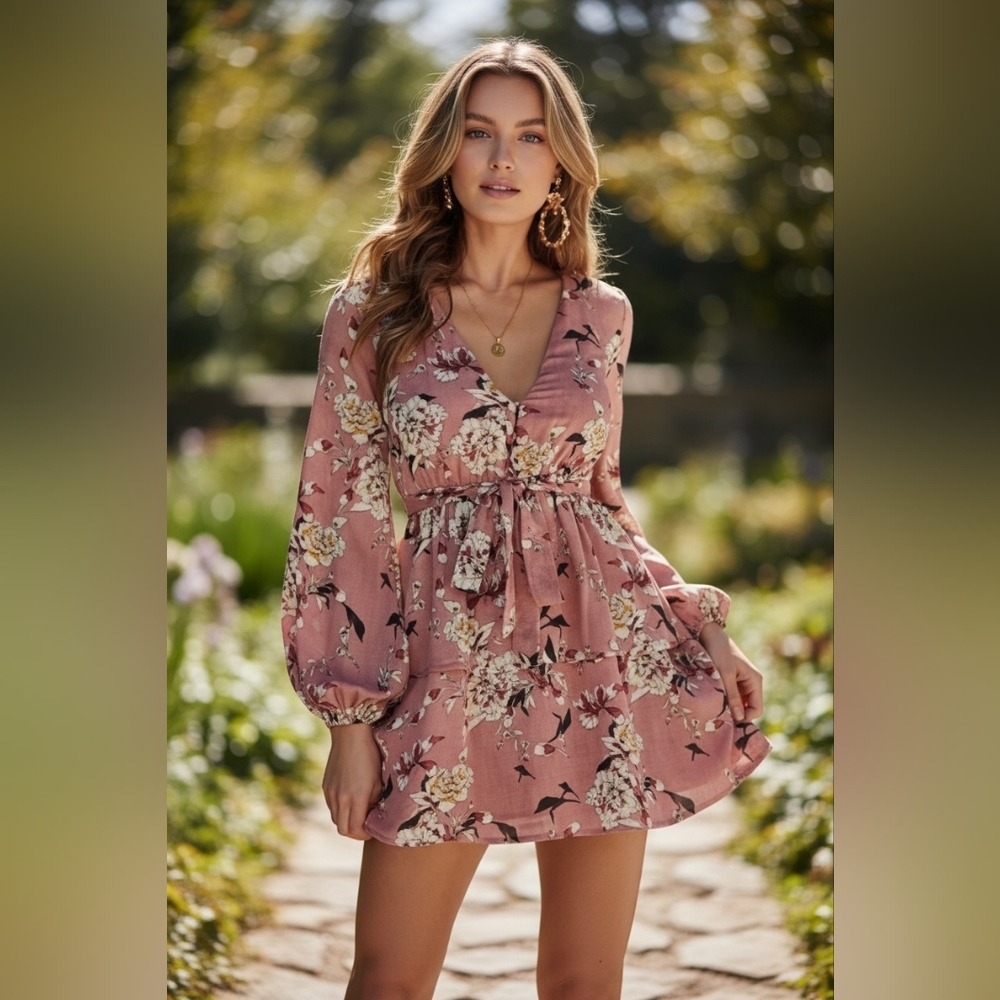 Rose's on Rose' Boutique Dress Barbiecore Bohemian Wrap Feminine Summer Chic